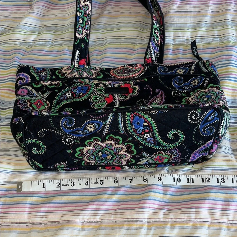 Vera Bradley Black Bohemian Paisley Floral Small Tote with Multicolor Accents - Picture 6 of 9